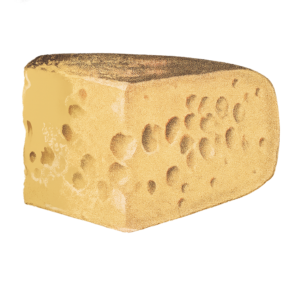 Line drawing of a wedge of artisanal cheese