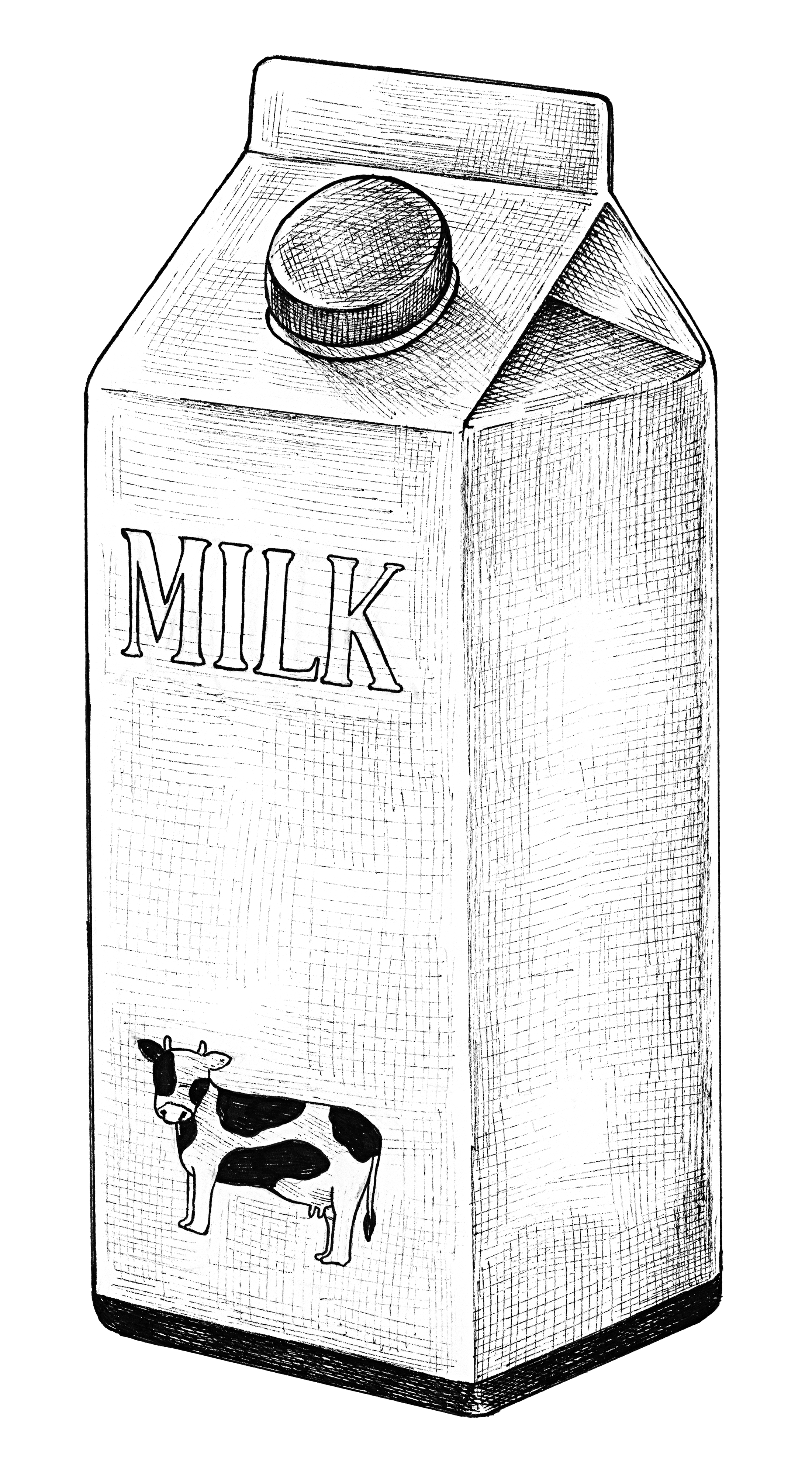 Line drawing of a glass milk bottle