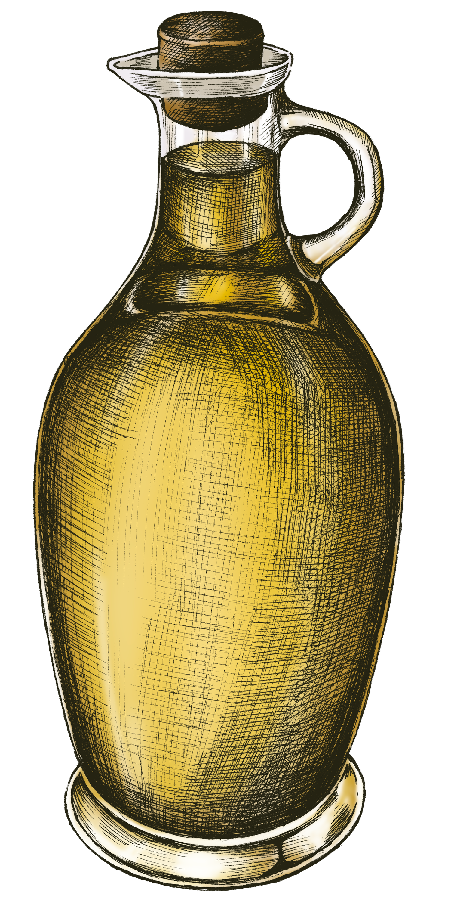 Line drawing of an olive oil cruet